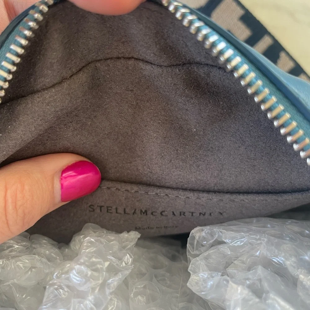 Stella McCartney Teal Crossbody Mini Camera Bag with Logo Strap - Picture 2 of 10